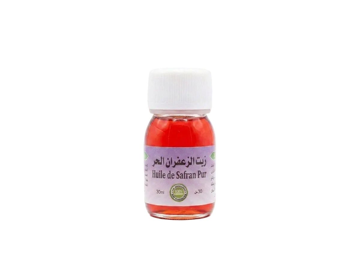 Flacon d'Huile de Safran Pure Orianza Selection, l'élixir précieux antioxydant pour l'éclat et anti-âge.