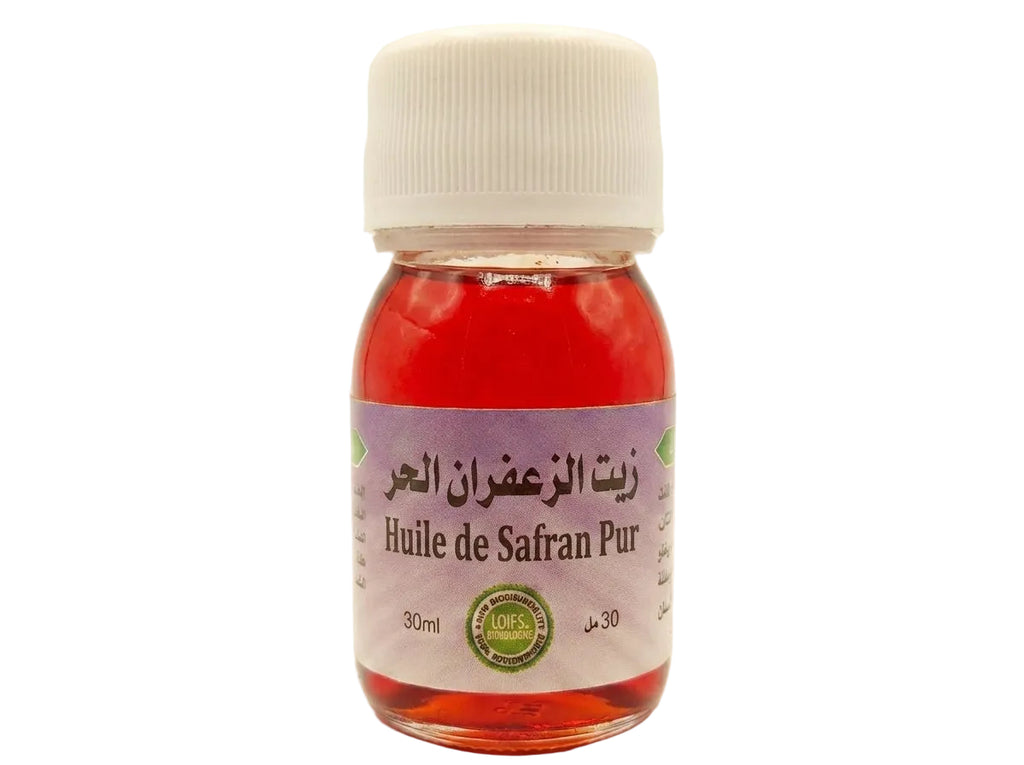 Flacon d'Huile de Safran Pure Orianza Selection, l'élixir précieux antioxydant pour l'éclat et anti-âge.