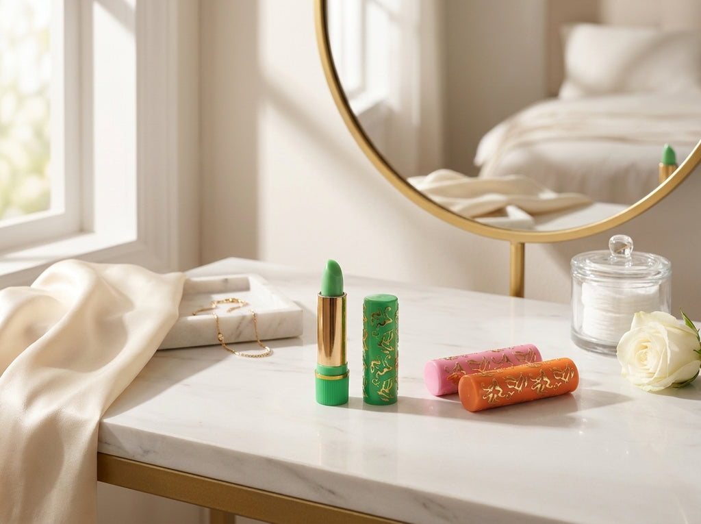 Sourire éclatant et repulpé paré du rouge à lèvres magique longue tenue Orianza, maquillage longue durée.
