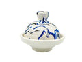 Mini tajine décoratif en céramique bleu et blanc Orianza sur fond blanc